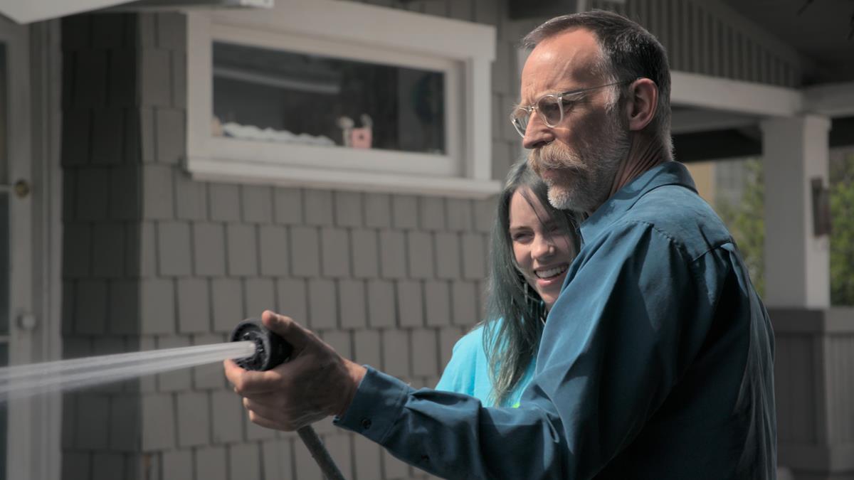 Billie Eilish and her father, Patrick O’Connell, in “Billie Eilish: The World’s A Little Blurry.” Cr: Apple TV+