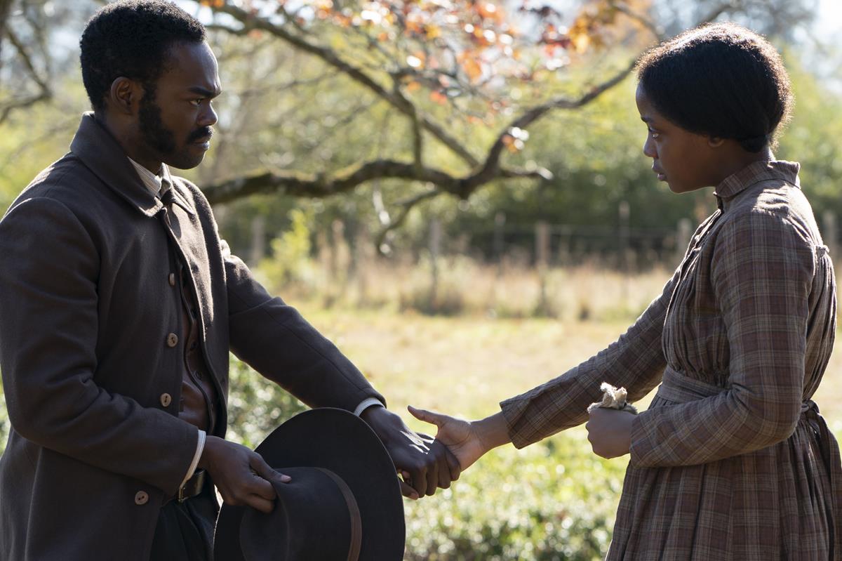 William Jackson Harper as Royal and Thuso Mbedu as Cora in “The Underground Railroad.” Cr: Atsushi Nishijima/Amazon Studios