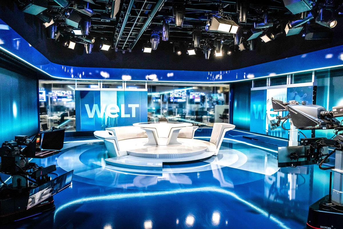 The state-of-the-art TV studios of WELT have been fully equipped by ARRI with IP-based lighting technology. Cr: Anne Hufnagi