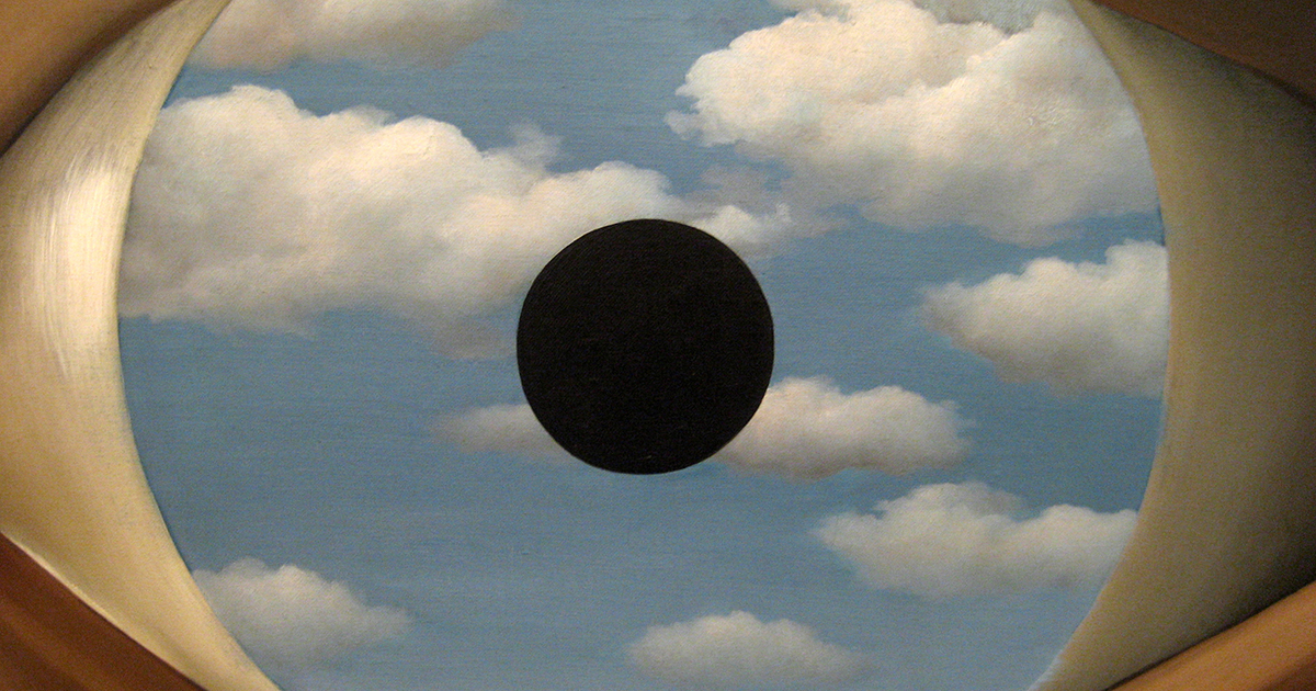 "NYC - MoMA - René Magritte's The False Mirror" by wallyg is licensed with CC BY-NC-ND 2.0. To view a copy of this license, visit https://creativecommons.org/licenses/by-nc-nd/2.0/