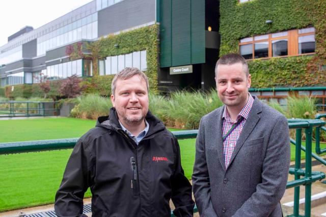 Riedel’s Graham Taylor (left) with James Breward from the AELTC: “Wimbledon is steeped in tradition, but we’re certainly not standing still.”