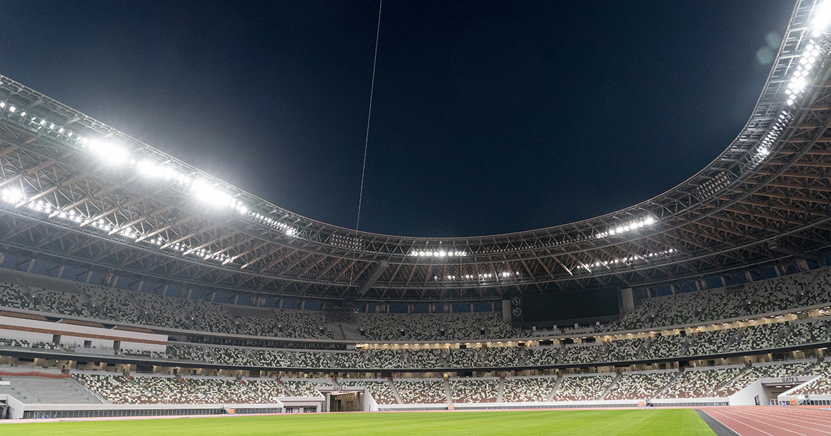 Olympic stadium in Tokyo: The absence of fans “effectively makes this year’s Olympic Games a made-for-television event while also rendering it more difficult to make for television.” Cr: Greg Martin/IOC