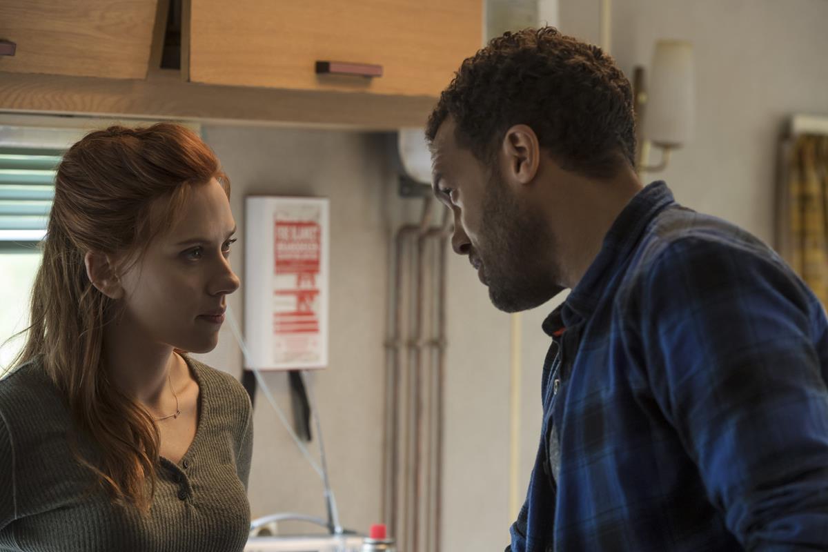 Scarlett Johansson as Natasha Romanoff/Black Widow and O-T Fagbenle as Rick Mason in Marvel’s “Black Widow.” Cr: Marvel Studios