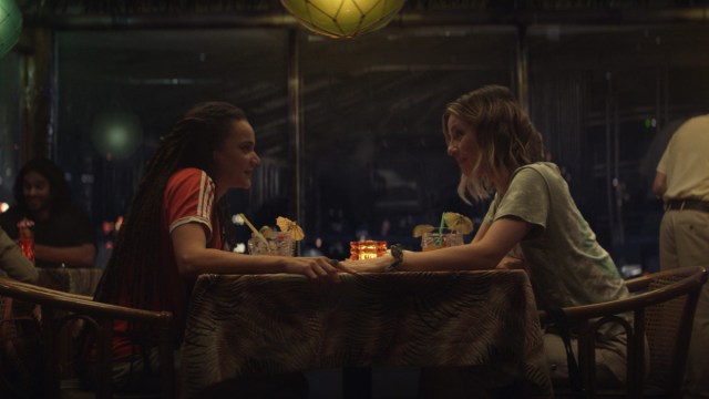 Hunter C-20 (Sasha Lane) and Sylvie (Sophia Di Martino) in Episode 3 of Marvel Studios' “Loki.” Cr: Marvel Studios