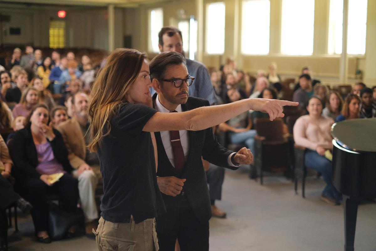 Director Siân Heder and Eugenio Derbez on the set of “CODA.” Cr: Apple TV+