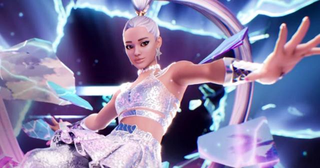 A screenshot from the psychedelic Ariana Grande live experience on “Fortnite.” Cr: Epic Games