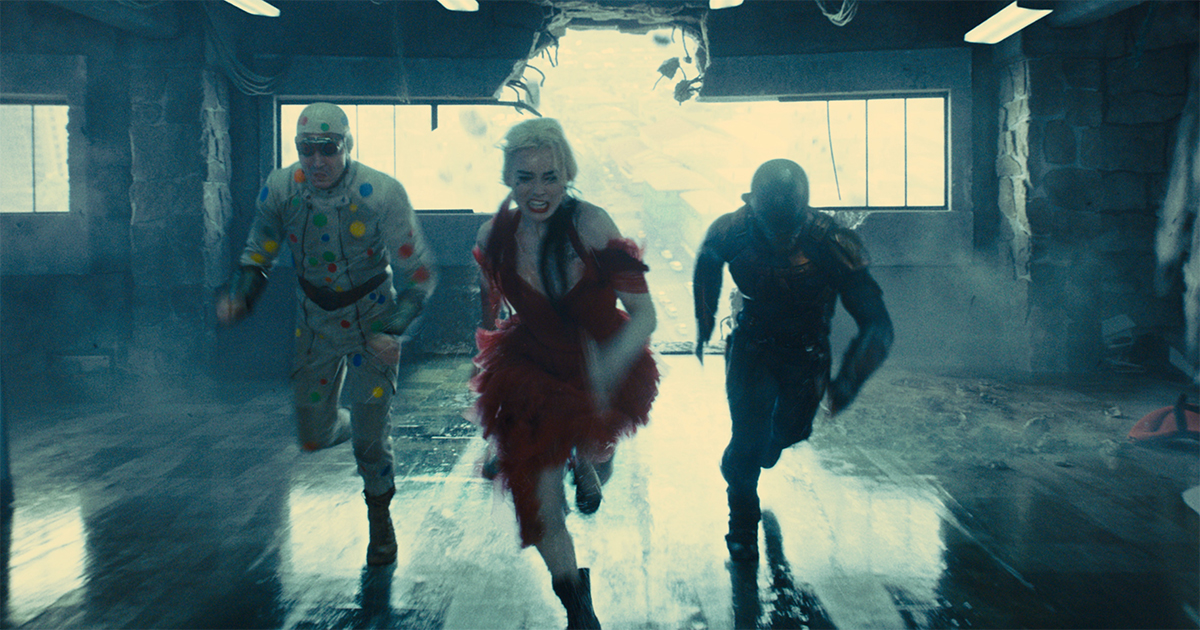 David Dastmalchian as Polka Dot Man, Margot Robbie as Harley Quinn and Idris Elba as Bloodsport in Warner Bros. Pictures’ superhero action adventure “The Suicide Squad,” a Warner Bros. Pictures release. Copyright: © 2021 Warner Bros. Entertainment Inc. All Rights Reserved. Photo Credit: Warner Bros. Pictures/™ & © DC Comics