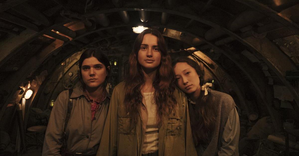 Soko as Gert, Grace Van Patten as Ana, and Havana Rose Liu as Bea in “Mayday.” Cr: Magnolia Pictures