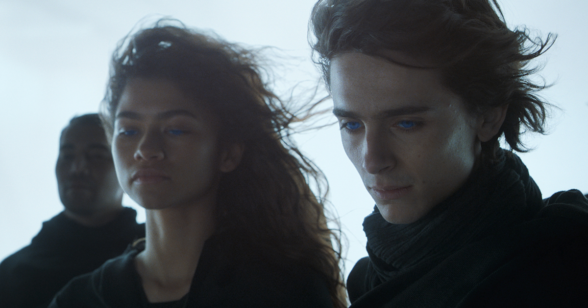 From left: Zendaya as Chani and  Timothée Chalamet as Paul Atreides