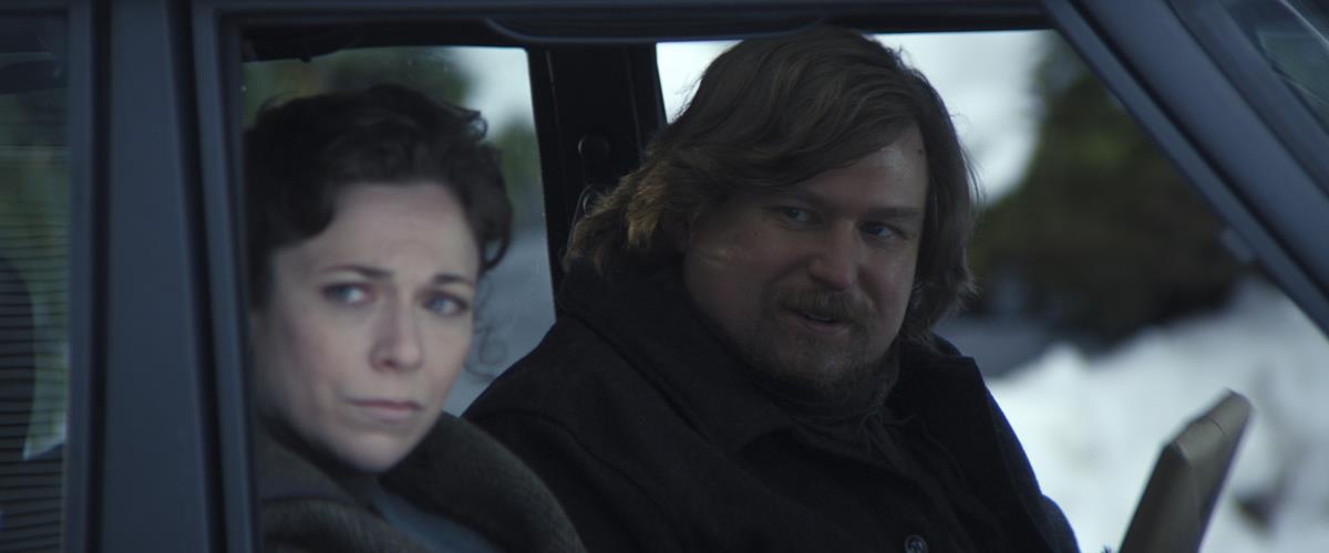 Jen Tullock as Devon and Michael Chernus as Rickon in season 1 episode 3 of “Severance.” Cr: Apple TV+