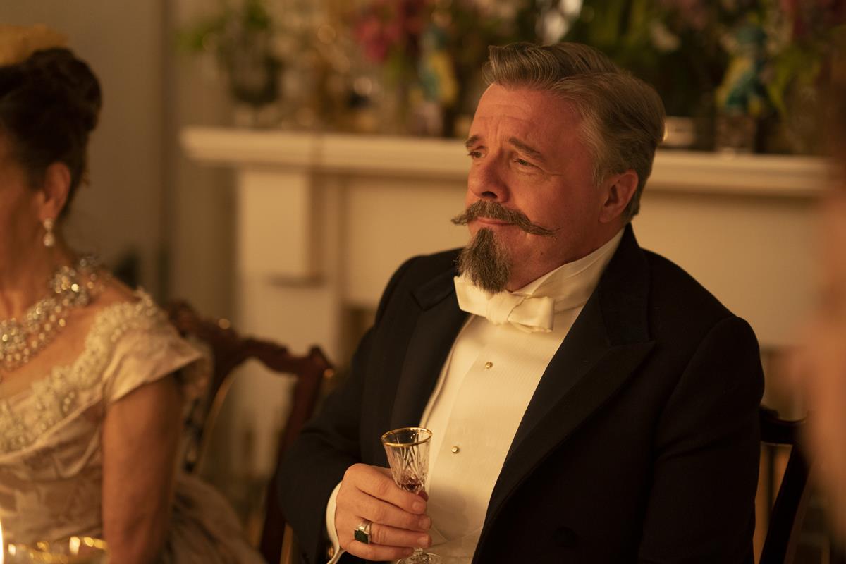 Nathan Lane as Ward McAllister in season 1 episode 8 of “The Gilded Age.” Cr: Warner Media