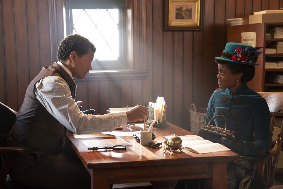 Sullivan Jones as T. Thomas Fortune and Denée Benton as Peggy Scott in season 1 episode 7 of “The Gilded Age.” Cr: Warner Media