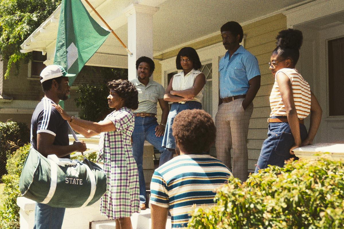 Quincy Isaiah as Magic Johnson, LisaGay Hamilton as Christine Johnson, and Rob Morgan as Earvin Johnson Sr. in season 1 episode 3 of “Winning Time: The Rise of the Lakers Dynasty.” Cr: Warrick Page/Warner Media