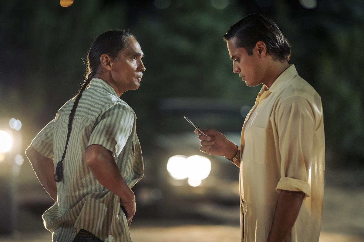 Zahn McClarnon as Joe Leaphorn and Kiowa Gordon as Jim Chee in season 1 of “Dark Winds.” Cr: AMC