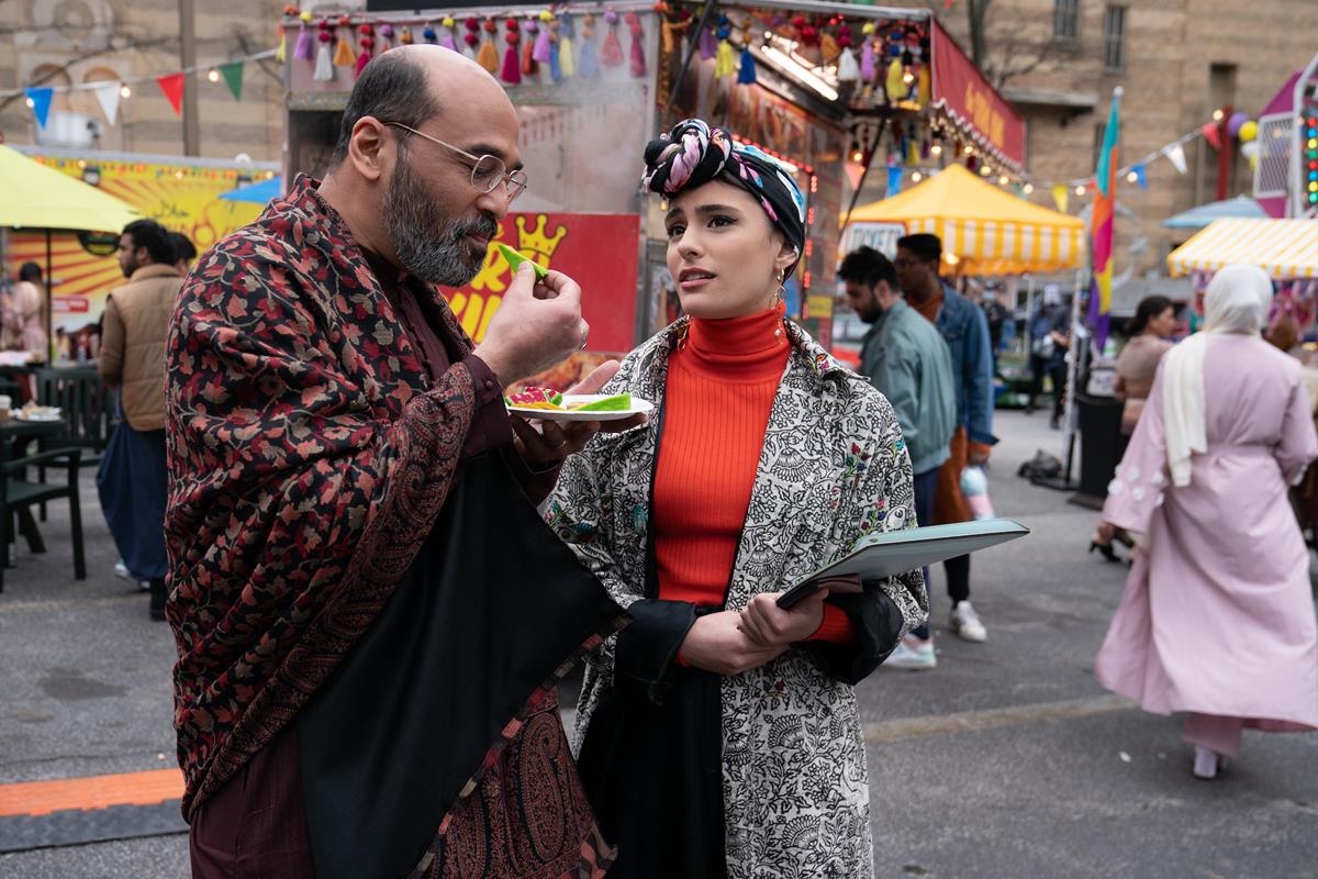 Mohan Kapur as Yusef and Yasmeen Fletcher as Nakia in “Ms. Marvel.” Cr: Marvel Studios