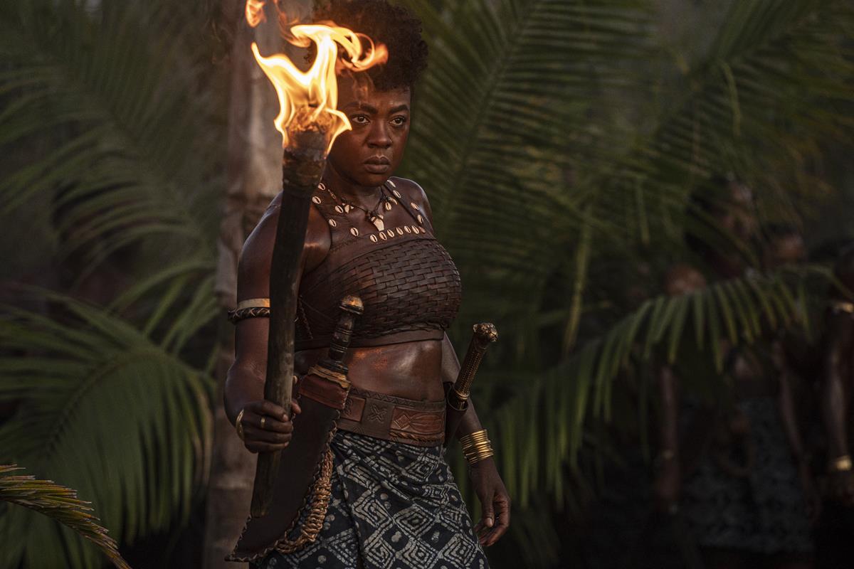 Viola Davis as Nanisca in director Gina Prince-Bythewood’s “The Woman King.” Cr: Ilze Kitshoff/Sony