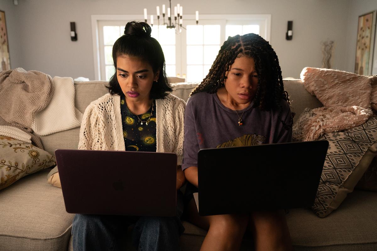 Megan Suri and Storm Reid in “Missing.” Cr: Screen Gems/Temma Hankin